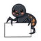 Cute little black spider cartoon with blank sign