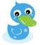 Cute little blue rubber duck