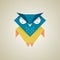 Cute little blue and yellow cartoon owl