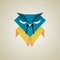 Cute little blue and yellow cartoon samurai owl