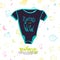 Cute little bodysuit with lettering Born to be Wild on Seamless pattern with hand drawn baby items on background.