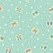 Cute little bows and hearts scattered on pastel blue background seamless vector