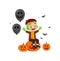 Cute little boy celebrate halloween wear zombie costume