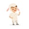 Cute little boy dressed as a white lamb, kids carnival costume vector Illustration