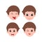 Cute little boy facial expressions. Vector of kid faces illustration with different emotions