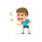 Cute little boy gets mad angry fighting and shouting expression, Vector illustration.