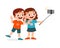 cute little boy and girl take selfie together