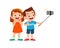 cute little boy and girl take selfie together