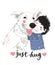 Cute Little Boy Hugging His Friend Big Dog. True friendship concert. Carrying of pets concept. Can be used for t-shirt print, kids
