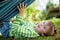 Cute little boy playing with hammock