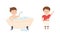 Cute little boy daily routine. Kid taking bath and putting on t-shirt cartoon vector illustration