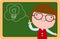 Cute little boy thinking idea and chalkboard,Cute kid imagine in classroom with space for your text, children boy education