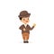Cute little boy in tweed suit with pocket watch, young gentleman dressed up in classic retro style vector Illustration