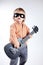 Cute little boy with ukulele guitar