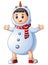 Cute little boy wearing christmas snowman costume