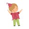 Cute Little Boy Wearing Dark Pink Flower Costume and Cap, Adorable Kid in Carnival Clothes Vector Illustration