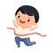 Cute Little Boy Winner Breaking the Tape in Running Marathon Vector Illustration