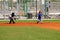 Cute little boys playing baseball, strike