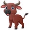 Cute little buffalo cartoon on white background