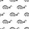 Cute little bugs, ladybugs on white background,  seamless pattern. Doodle insects