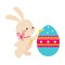 Cute Little Bunny Holding Huge Colorful Decorated Egg, Adorable Pink Easter Rabbit, Easter Egg Hunt Card, Poster