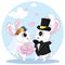 Cute little bunny in love valentine`s day. illustration of wedding couple of bunnies. Just married