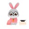 Cute little bunny studying in school, sitting with backpack, animal education concept for kids, adorable student