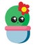 Cute little cactus with flower, illustration, vector