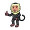 Cute little capuchin monkey cartoon giving thumb up