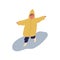 Cute little cartoon child in raincoat running on puddle vector flat illustration. Happy kid jumping having fun at rainy