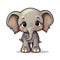 Cute little cartoon elephant with glasses watercolor sticker on white background