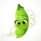Cute little cartoon emoji green peas isolated on white