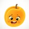 Cute little cartoon emoji orange apricot isolated on white