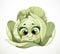 Cute little cartoon emoji white cabbage isolated on white
