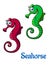 Cute little cartoon seahorses