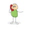 Cute little cartoon stick figure taking a call