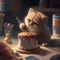 cute little cat making a cake in the kitchen AI Generated