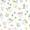 Cute little cat mermaid seamless pattern. Textured illustration