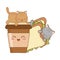 Cute little cats with sandwich kawaii characters