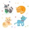 Cute Little Cats Vector Illustration. Cat Mascot Vector. Cats Meowing.