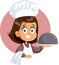 Cute Little Chef Girl Holding Cloche Platter