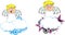 Cute little cherub angel kid expression cloud set