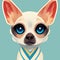 Cute little chihuahua portrait. White blue-eyed chihuahua. Little chihuahua icon. Digital illustration. AI-generated