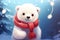 cute little christmas icebear in winter AI generated