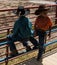 Cute little cowboys at a rodeo in colorado