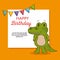 Cute and little crocodile birthday card