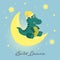 Cute little crocodile on the moon. Sweet dreams poster