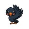 Cute little crow cartoon posing