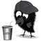 Cute little crow and coffee. cartoon vector illustration.