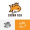 Cute Little Crown Fish Line Logo Symbol